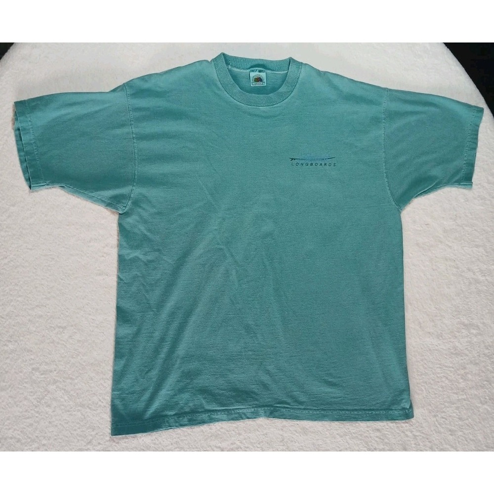 Vintage Stewart Longboards 90's Shirt Size XL Sea Green Dyed Fruit Of The Loom